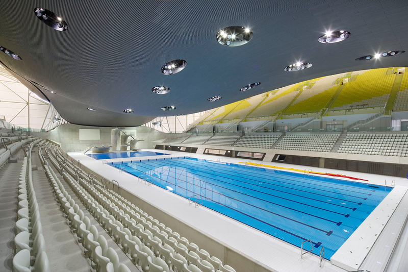 Hadid’s celebrated aquatic center was used as the site of the 2012 London Olympics